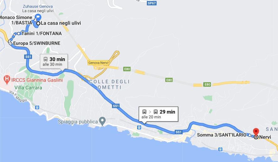 Karte nach Nervi